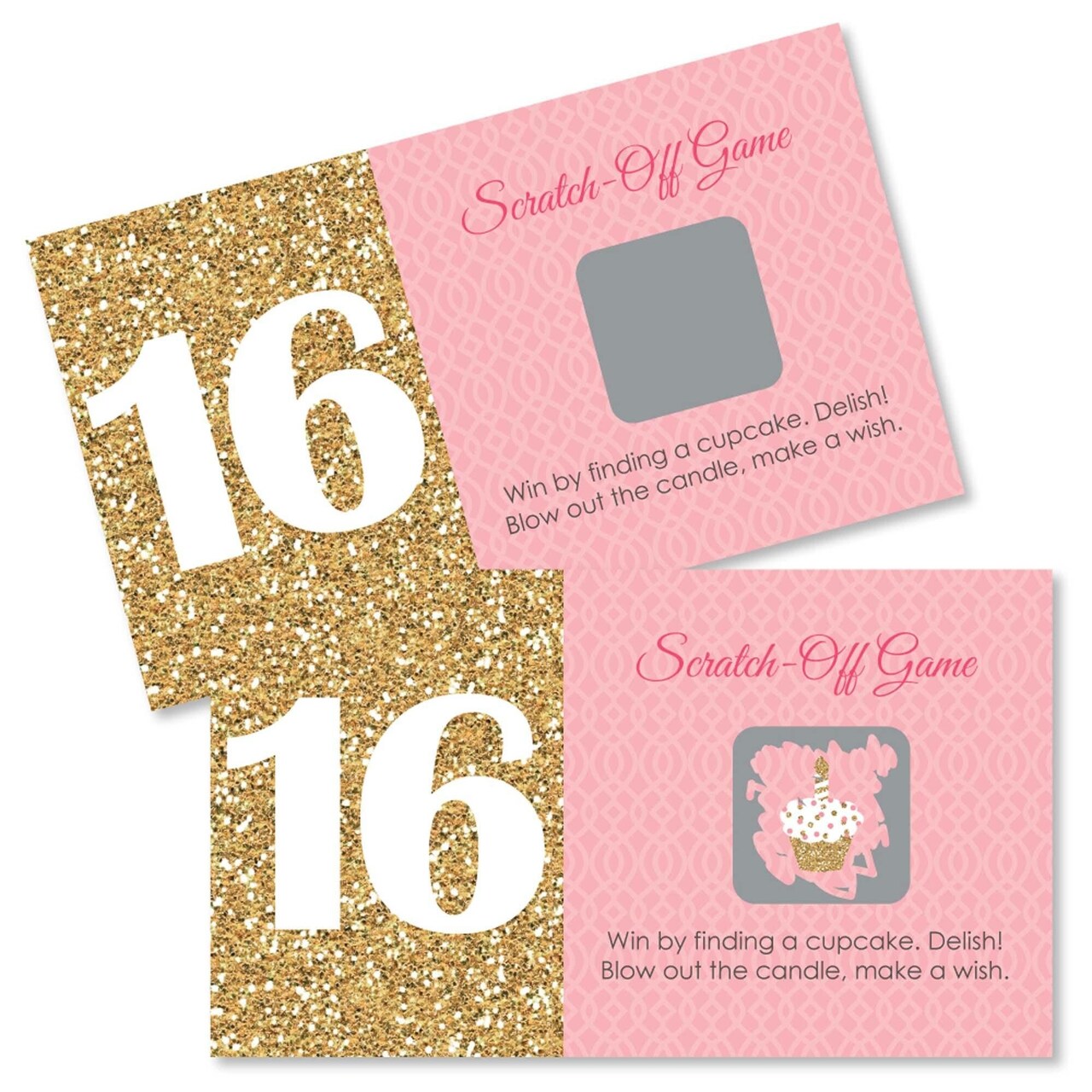 Big Dot of Happiness Sweet 16 - 16th Birthday Party Game Scratch Off Cards - 22 Count